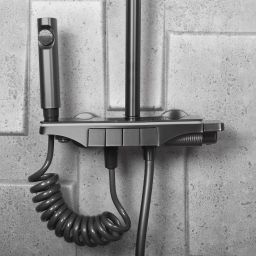 Rea Savio zestaw prysznicowy ścienny z deszczownicą grafitowy REA-P8412