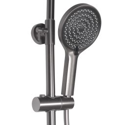 Rea Savio zestaw prysznicowy ścienny z deszczownicą grafitowy REA-P8412