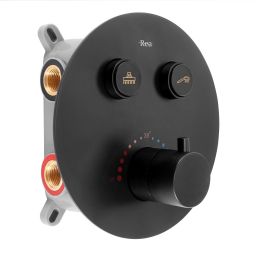 Rea Lungo zestaw prysznicowy podtynkowy termostatyczny z deszczownicą czarny REA-P8549