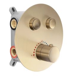 Rea Lungo zestaw prysznicowy podtynkowy termostatyczny z deszczownicą złoty REA-P8551