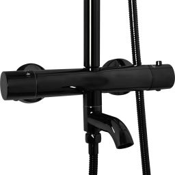 Rea Lungo zestaw prysznicowy ścienny z deszczownicą czarny REA-P8763