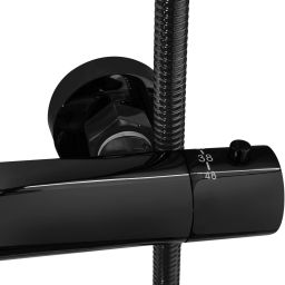 Rea Lungo zestaw prysznicowy ścienny z deszczownicą czarny REA-P8763