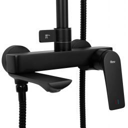 Rea Avalon zestaw wannowo-prysznicowy ścienny z deszczownicą czarny REA-P8811