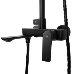 Rea Avalon zestaw wannowo-prysznicowy ścienny z deszczownicą czarny REA-P8811