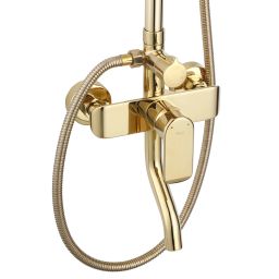 Rea Bloom zestaw prysznicowy ścienny z deszczownicą złoty REA-P9528