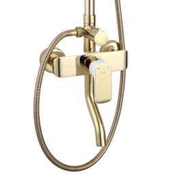 Rea Bloom zestaw prysznicowy ścienny z deszczownicą biały-złoty REA-P9529