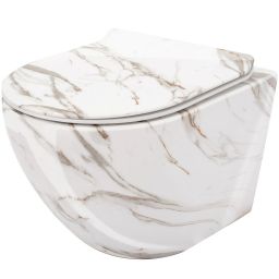 Rea Carlos miska WC wisząca bez kołnierza biały połysk imitacja kamienia REA-C0536