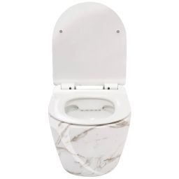 Rea Carlos miska WC wisząca bez kołnierza biały połysk imitacja kamienia REA-C0536