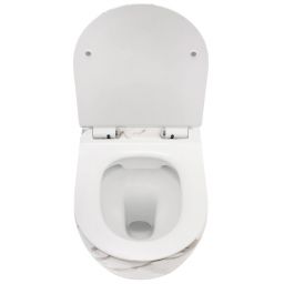 Rea Carlos miska WC wisząca bez kołnierza biały połysk imitacja kamienia REA-C0536