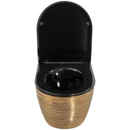 Rea Carlo Mini miska WC wisząca bez kołnierza czarny-złoty połysk REA-C3300