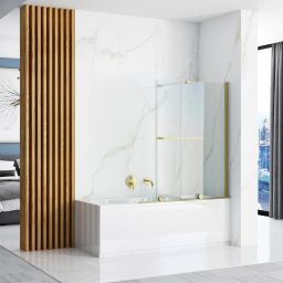 Rea Fabian parawan nawannowy 100 cm 2-częściowy złoty szczotkowany/szkło przezroczyste REA-K6527