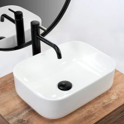 Rea Demi Mini umywalka 40,5x31 cm nablatowa prostokątna biała REA-U5064