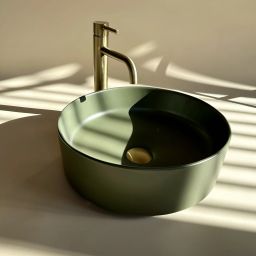 Rea Sami umywalka 36x36 cm okrągła nablatowa zielona REA-U4567