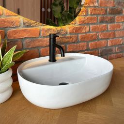 Rea Aura umywalka 50,5x38,5 cm owalna nablatowa biała REA-U4620