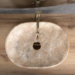 Rea Amelia umywalka 48x34,5 cm prostokątna nablatowa beż/kamień REA-U3000