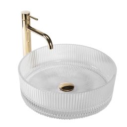 Rea Ingrid umywalka 39,5x39,5 cm okrągła nablatowa transparentna REA-U0278