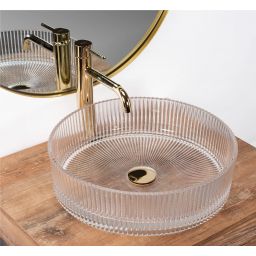 Rea Ingrid umywalka 39,5x39,5 cm okrągła nablatowa transparentna REA-U0278