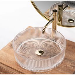 Rea Ingrid umywalka 39,5x39,5 cm okrągła nablatowa transparentna REA-U0278