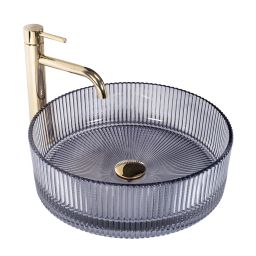 Rea Ingrid umywalka 39,5x39,5 cm okrągła nablatowa szary/kamień REA-U0279