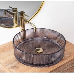 Rea Ingrid umywalka 39,5x39,5 cm okrągła nablatowa szary/kamień REA-U0279