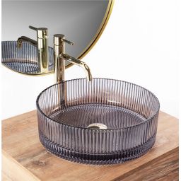 Rea Ingrid umywalka 39,5x39,5 cm okrągła nablatowa szary/kamień REA-U0279