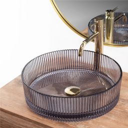 Rea Ingrid umywalka 39,5x39,5 cm okrągła nablatowa szary/kamień REA-U0279