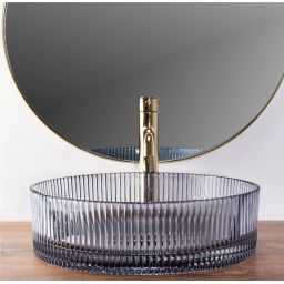 Rea Ingrid umywalka 39,5x39,5 cm okrągła nablatowa szary/kamień REA-U0279