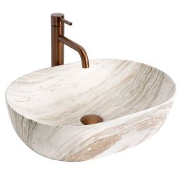 Rea Amelia umywalka 48x34,5 cm owalna nablatowa imitacja kamienia REA-U0636