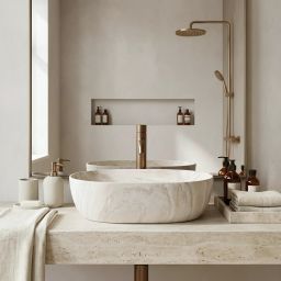 Rea Amelia Kallisto 48 umywalka 48x34.5 cm owalna nablatowa beżowa REAU0673