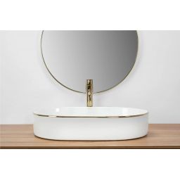 Rea Nadia Gold Edge umywalka 61x38,5 nablatowa owalna biały/złoty REA-U1063