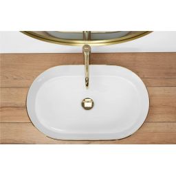 Rea Nadia Gold Edge umywalka 61x38,5 nablatowa owalna biały/złoty REA-U1063