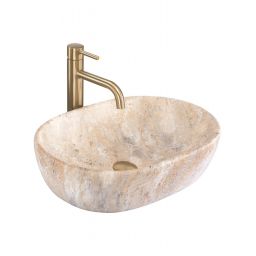 Rea Amelia umywalka 48x34,5 cm prostokątna nablatowa beż/kamień REA-U3000