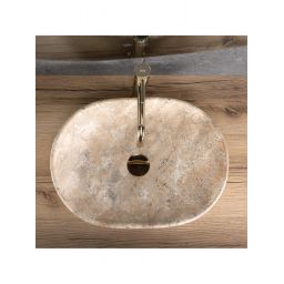 Rea Amelia umywalka 48x34,5 cm prostokątna nablatowa beż/kamień REA-U3000