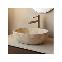 Rea Amelia umywalka 48x34,5 cm prostokątna nablatowa beż/kamień REA-U3000