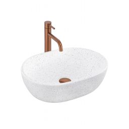 Rea Amelia umywalka 48x34,5 cm prostokątna nablatowa biała/kamień REA-U3001