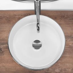 Rea Sami umywalka 36x36 cm okrągła nablatowa biała-srebrna REAU3304