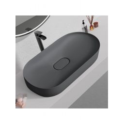 Rea Iris umywalka 70x35,5 cm owalna nablatowa szary mat REA-U4306
