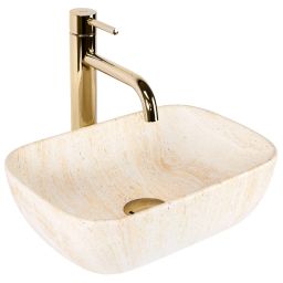 Rea Belinda Mini umywalka 36x25 cm prostokątna nablatowa Travertine Mat REA-U4700