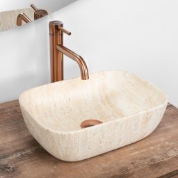 Rea Belinda Mini umywalka 36x25 cm prostokątna nablatowa Travertine Mat REA-U4700