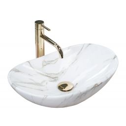 Rea Royal Mini Aiax Shiny umywalka 48x30,5 nablatowa owalna imitacja kamienia REA-U5063