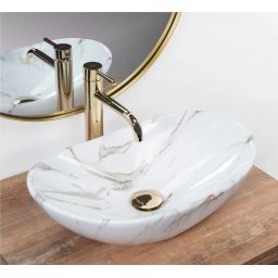 Rea Royal Mini Aiax Shiny umywalka 48x30,5 nablatowa owalna imitacja kamienia REA-U5063