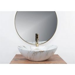 Rea Royal Mini Aiax Shiny umywalka 48x30,5 nablatowa owalna imitacja kamienia REA-U5063