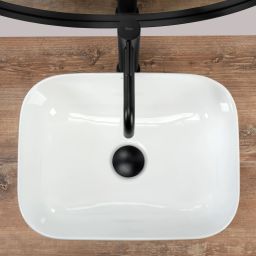 Rea Demi Mini umywalka 40,5x31 cm nablatowa prostokątna biała REA-U5064