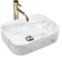 Rea Demi Mini Aiax Shiny umywalka 40,5x31 cm nablatowa prostokątna imitacja kamienia REA-U5065