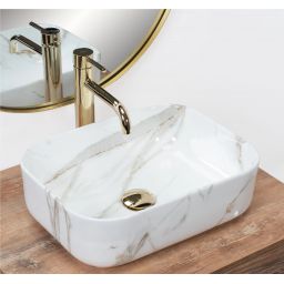 Rea Demi Mini Aiax Shiny umywalka 40,5x31 cm nablatowa prostokątna imitacja kamienia REA-U5065