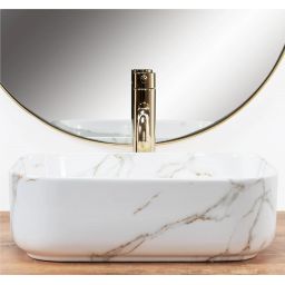 Rea Demi Mini Aiax Shiny umywalka 40,5x31 cm nablatowa prostokątna imitacja kamienia REA-U5065