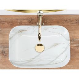 Rea Demi Mini Aiax Shiny umywalka 40,5x31 cm nablatowa prostokątna imitacja kamienia REA-U5065