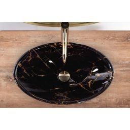 Rea Pamela umywalka 53x33 cm nablatowa owalna black marble shiny REA-U5067