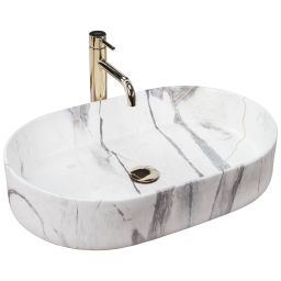 Rea Nadia Sand umywalka 61x38,5 cm nablatowa owalna imitacja kamienia REA-U5800