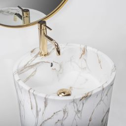 Rea Anya umywalka podłogowa 45x45 cm okrągła wolnostojąca szary/kamień REA-U5803